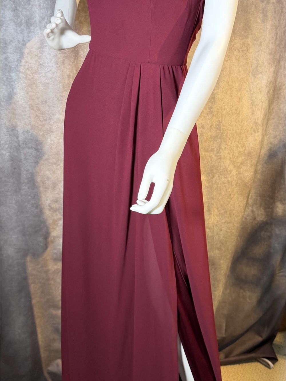DB Studio Elegant Wine Red Slit Maxi Dress